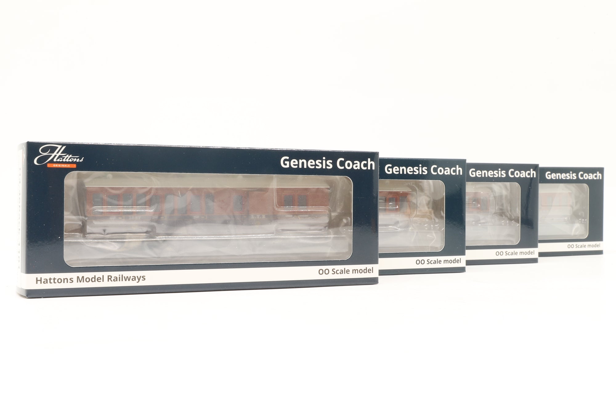 Hattons OO H4-46Pack-1101 Pack of 4x Genesis Coaches in L&Y Brown/Umber