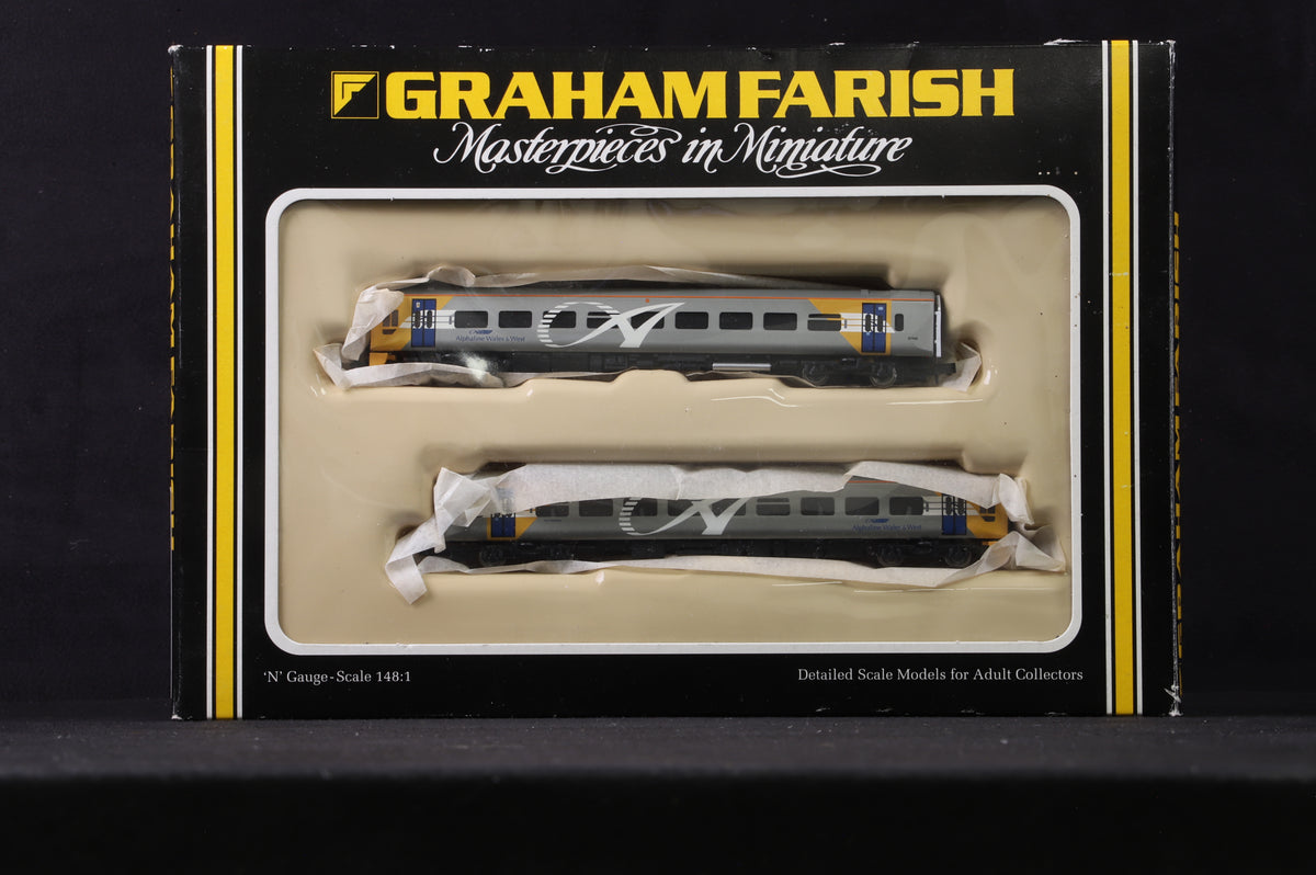Graham Farish N Gauge 371552 Class 158 2 Car DMU in Alphaline Wales &amp; West Livery