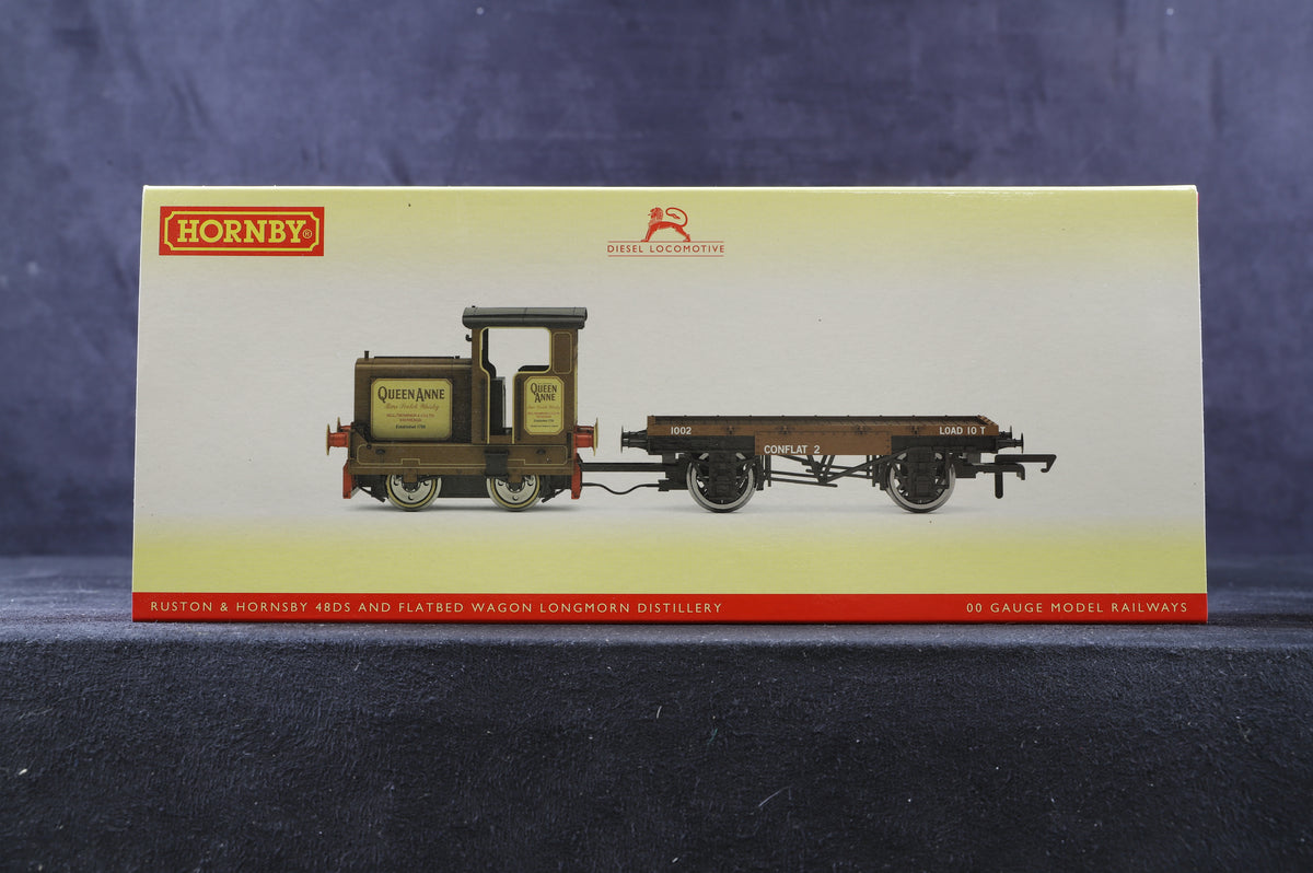 Hornby OO R3707 Ruston &amp; Hornsby 48DS &amp; Flatebed Wagon Longmorn Distillery