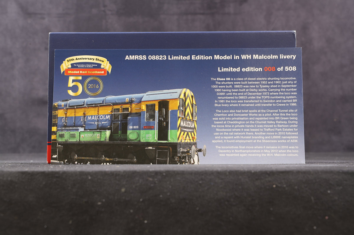 Bachmann OO 32-106Y Class 08 &#39;08823&#39; &#39;Libbie&#39; Malcolm Rail, AMRSS Excl. 8/508