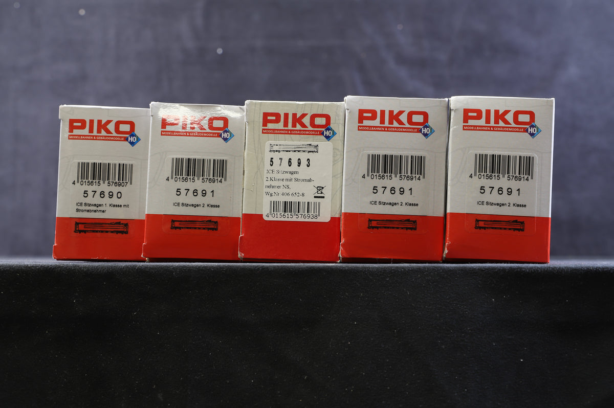 Piko HO Rake of 5 ICE Sitzwagen Coaches, Inc. 57690, 57693 &amp; 3 x 57691