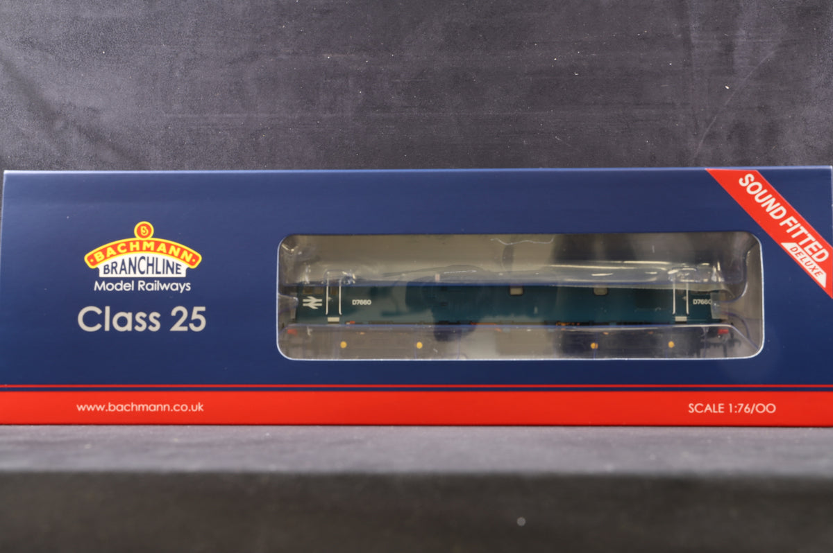 Bachmann OO 32-333SFX Class 25/3 D7660 BR Blue (Small Yellow Panels) DCC Sound Fitted Deluxe