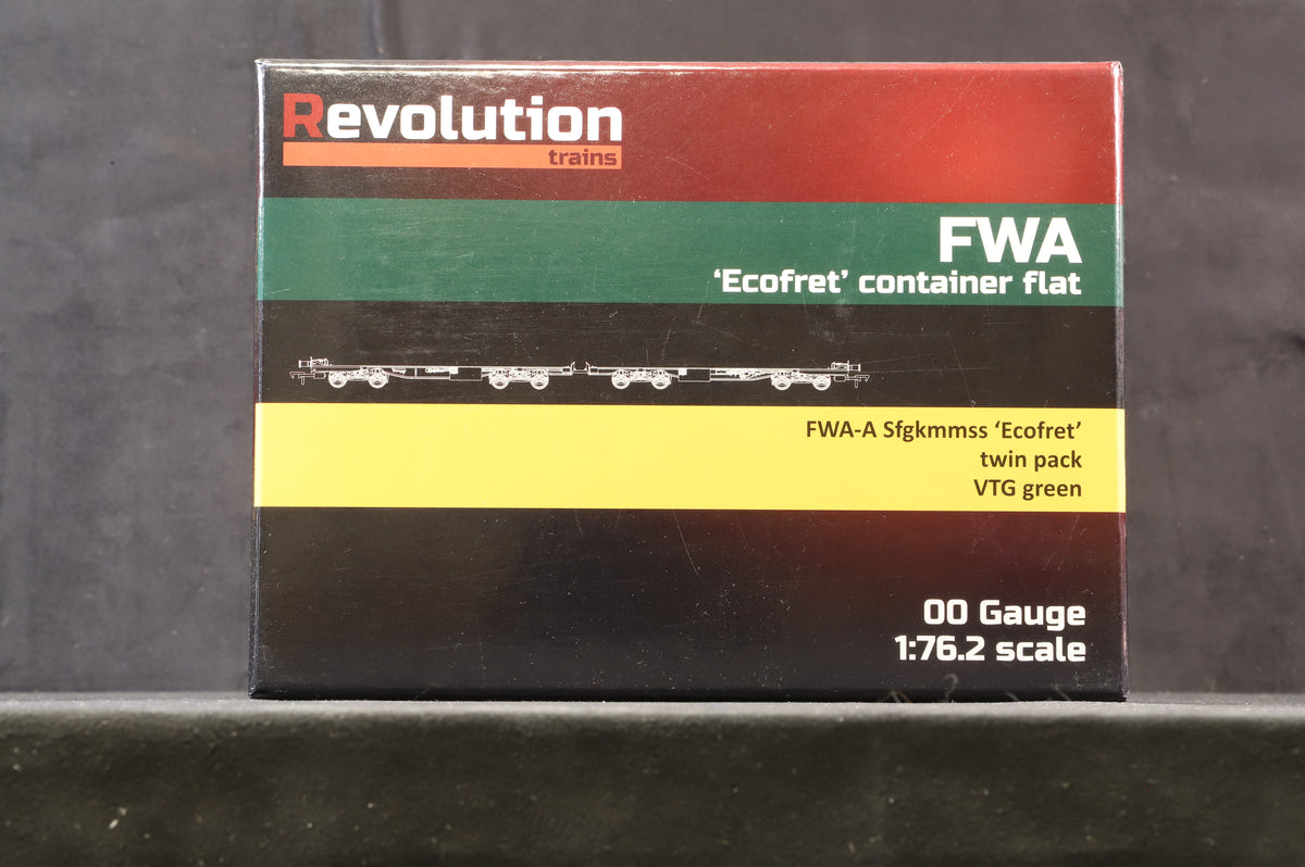 Revolution Trains 00-FWA-4101D Ecofret FWA Container Flat Twin Set - VTG Green