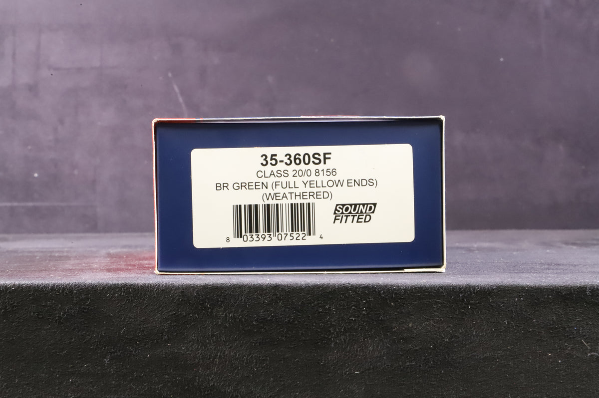 Bachmann OO 35-360SF Class 20 8156 in BR Green w/ Full Yellow Ends - Weathered