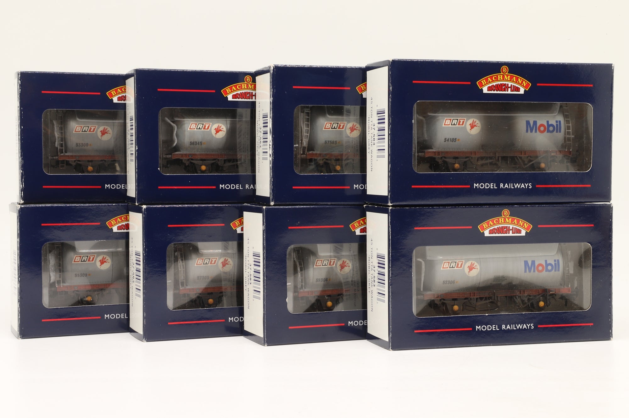 Bachmann OO 37-583 Rake Of 8 45 Ton TTA Tank Wagons Mobil Grey Pro Weathered
