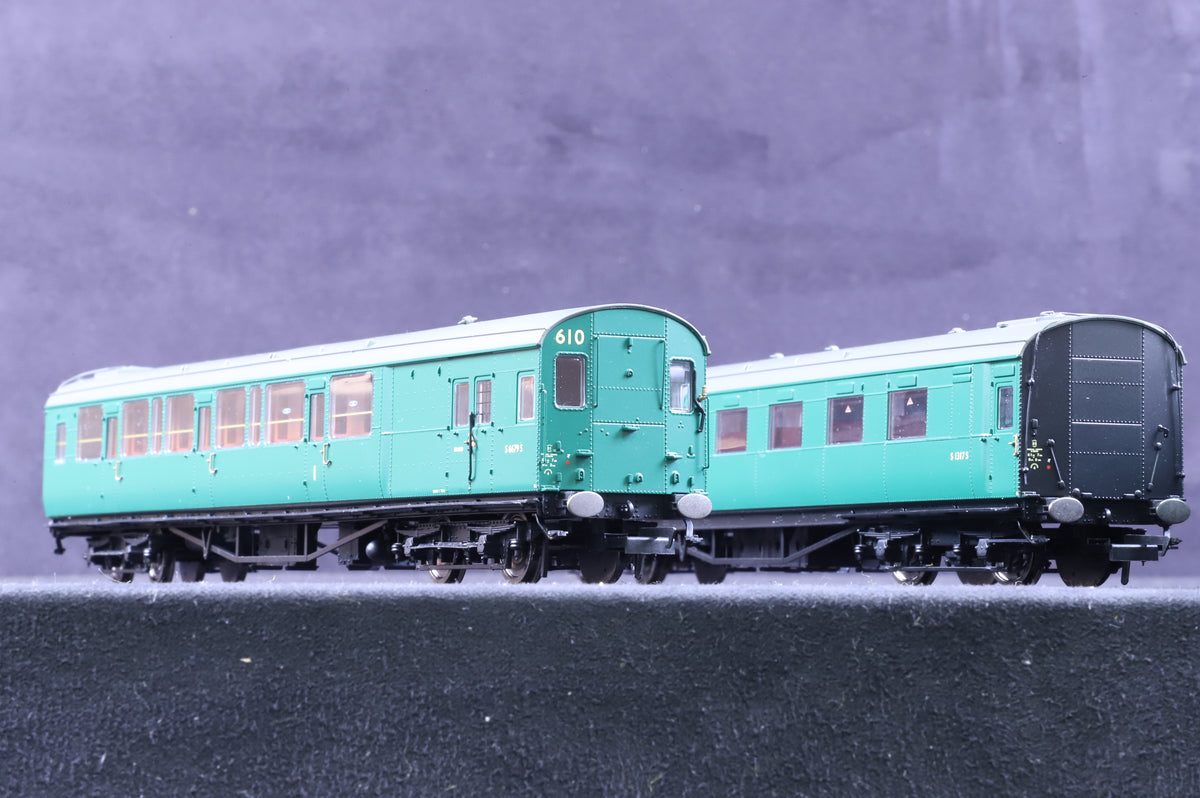 Hornby OO Rake Of 4 SR Green Push &amp; Pull Coaches