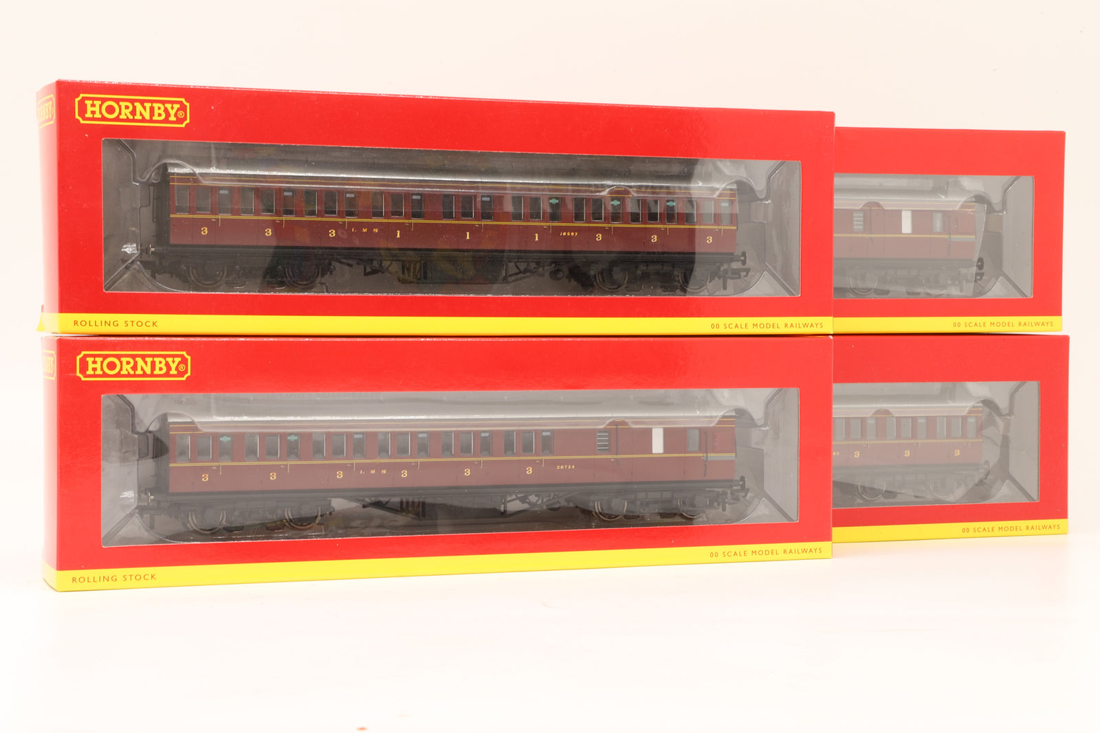 Hornby OO Rake Of 4 LMS Non Corridor Coaches Inc. R4677, R4656, R4657 & R4677A