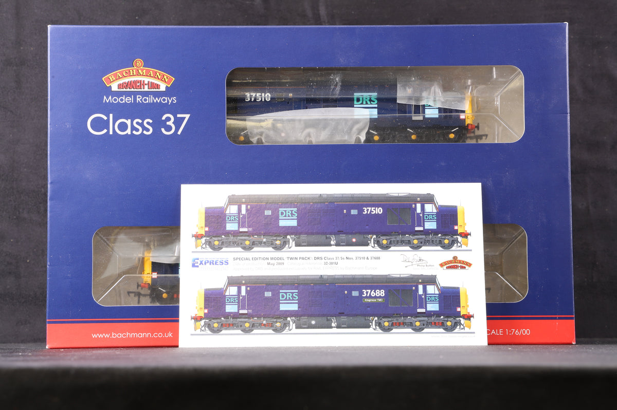 Bachmann OO 32-381U Cl.37/5 DRS &#39;37510&#39; &amp; Cl.37/5 DRS &#39;Kingmoor TMD&#39; &#39;37688&#39;, Rail Express Excl.