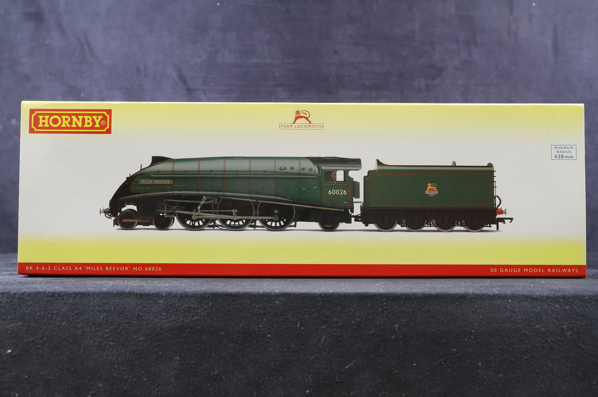 Hornby OO R3522 Class A4 &#39;60026&#39; &#39;Miles Beevor&#39; BR Lined Green E/C