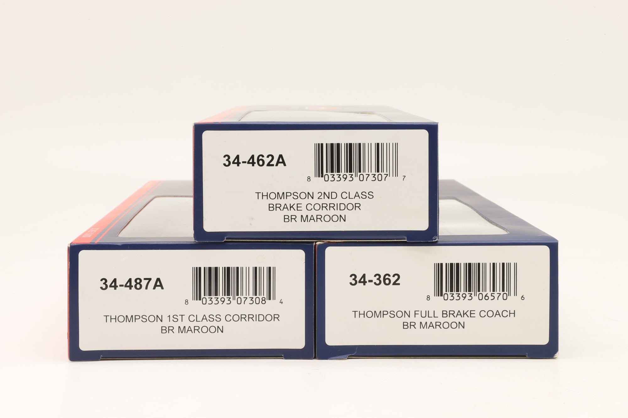 Bachmann OO Rake Of 3 Thompson BR Maroon Coaches Inc. 34-487A, 34-462A & 34-362