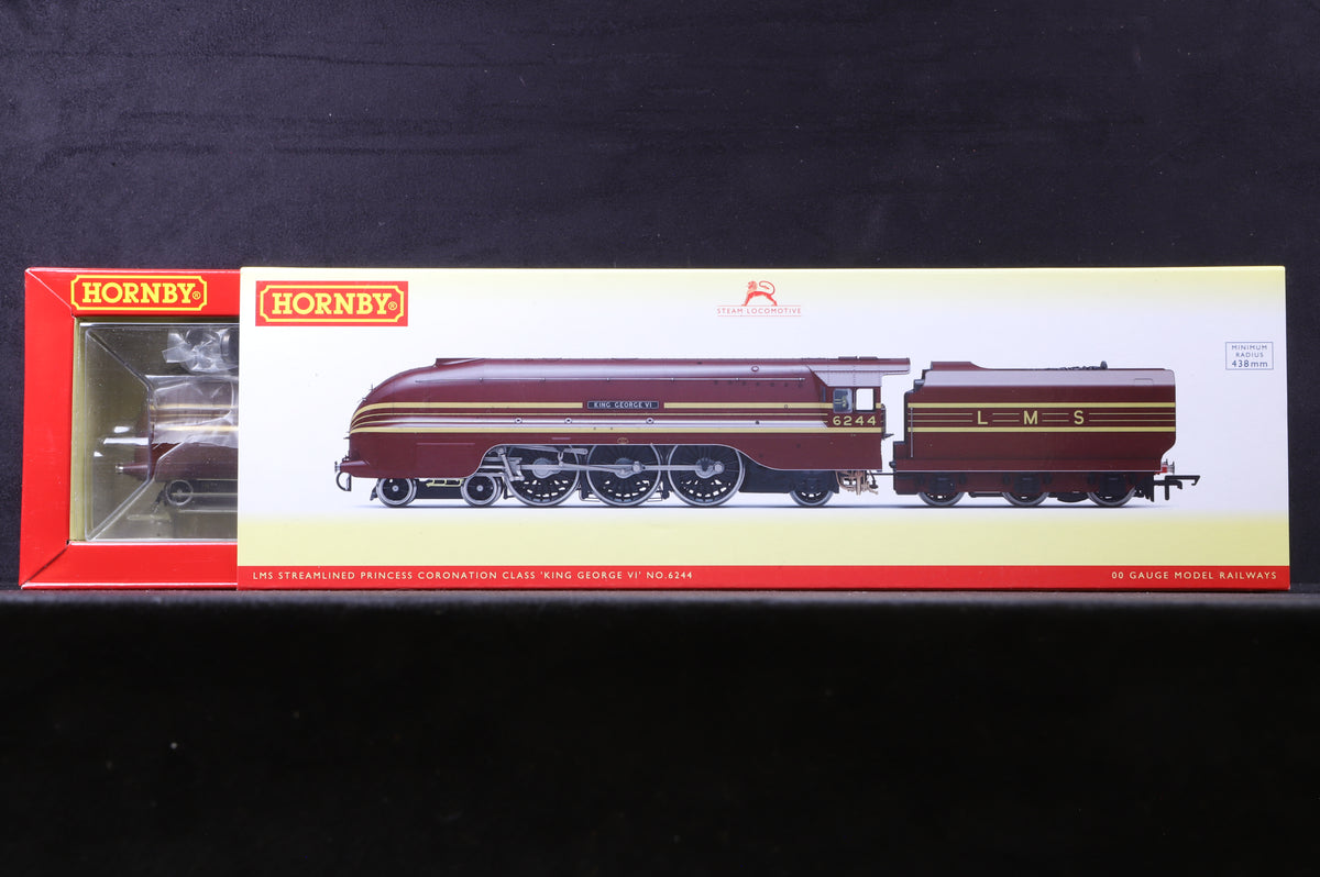 Hornby OO R3639 Streamlined Princess Coronation Class 6244 &#39;King George VI&#39; in Lined LMS Crimson