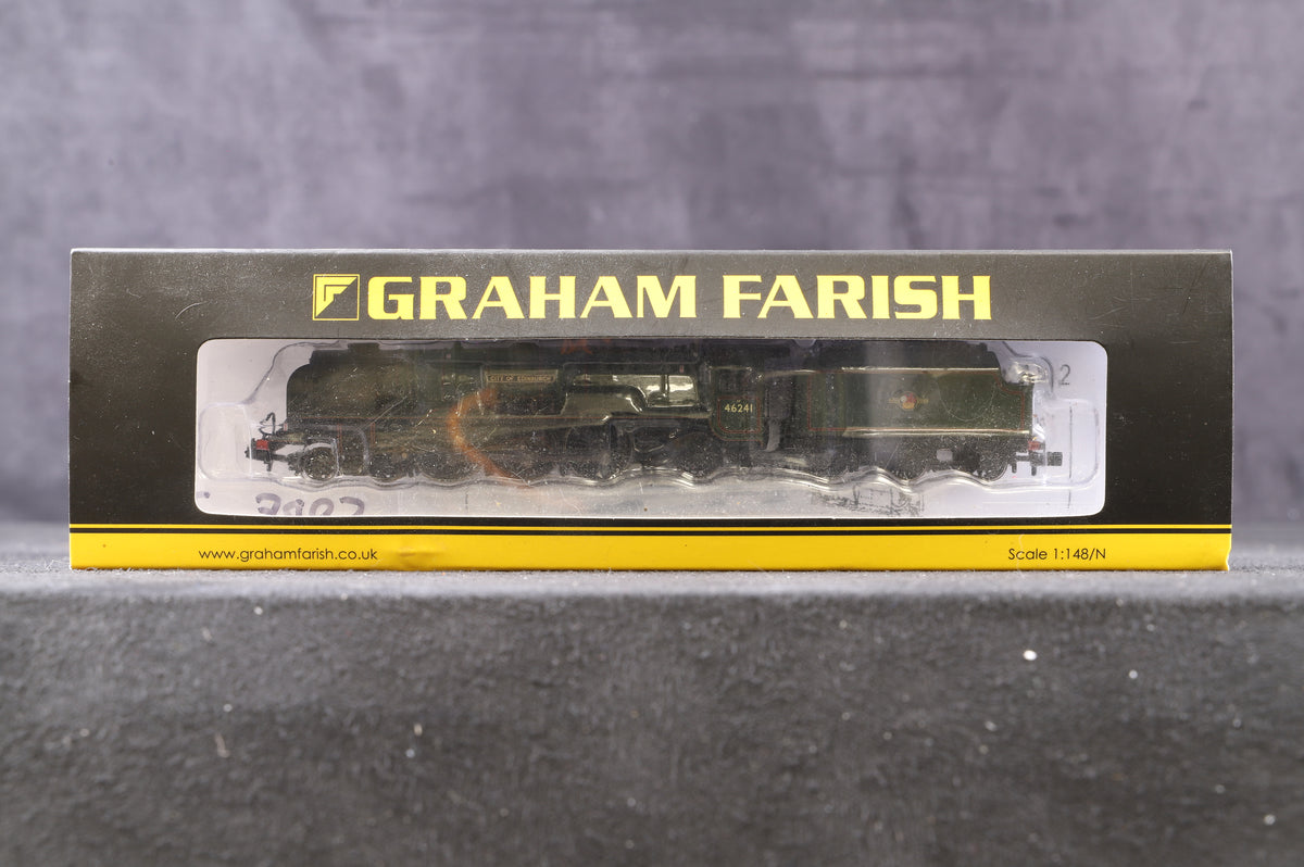 Graham Farish N 372-182A Princess Coronation Class &#39;46241&#39; &#39;City Of Edinburgh&#39; BR Lined Green L/C, DCC Fitted