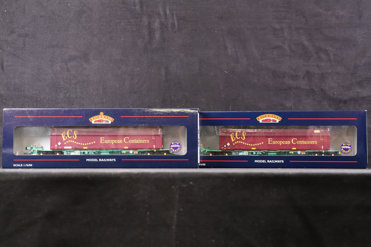 Bachmann OO 37-300 Pair of Intermodal Bogie Wagon With 45ft Swap Body Containers ECS