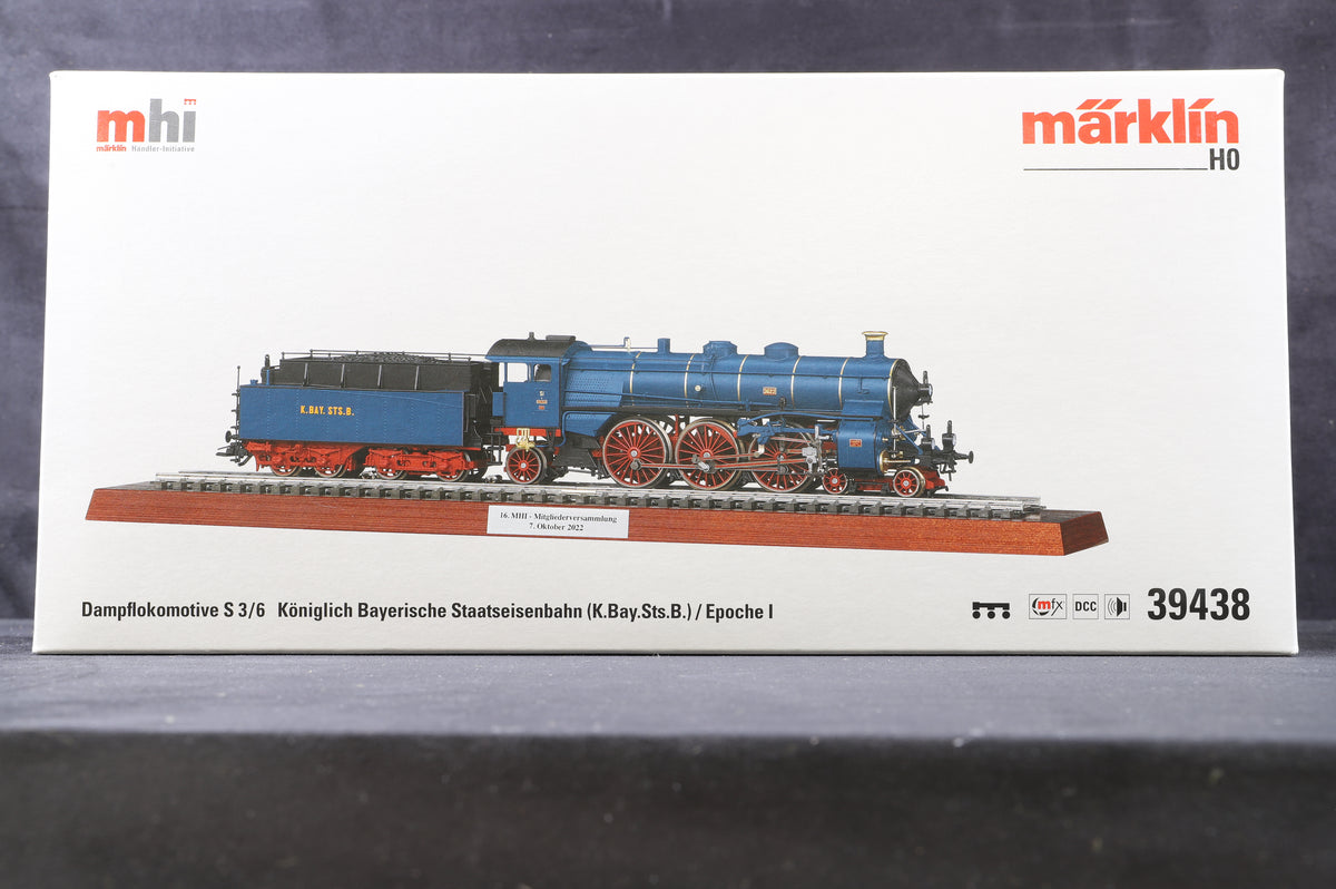 Marklin HO 39438 Class S 3/6 Steam Locomotive Royal Bavarian State Railways MFX (AC) Sound