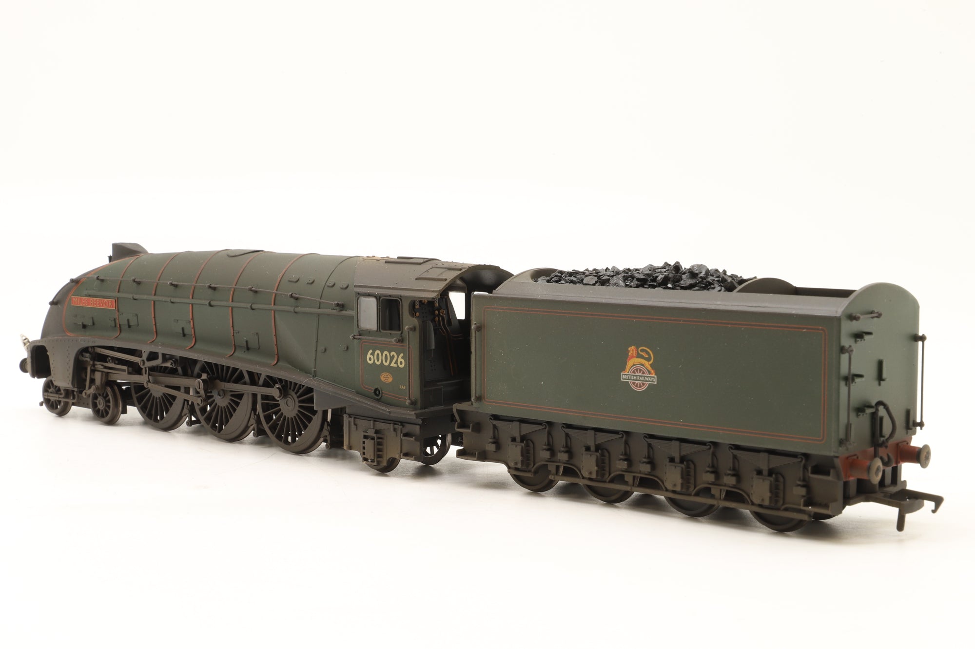 Bachmann OO Class A4 60026 'Miles Beevor' in Lined BR Green w/ Early Crests – Weathered