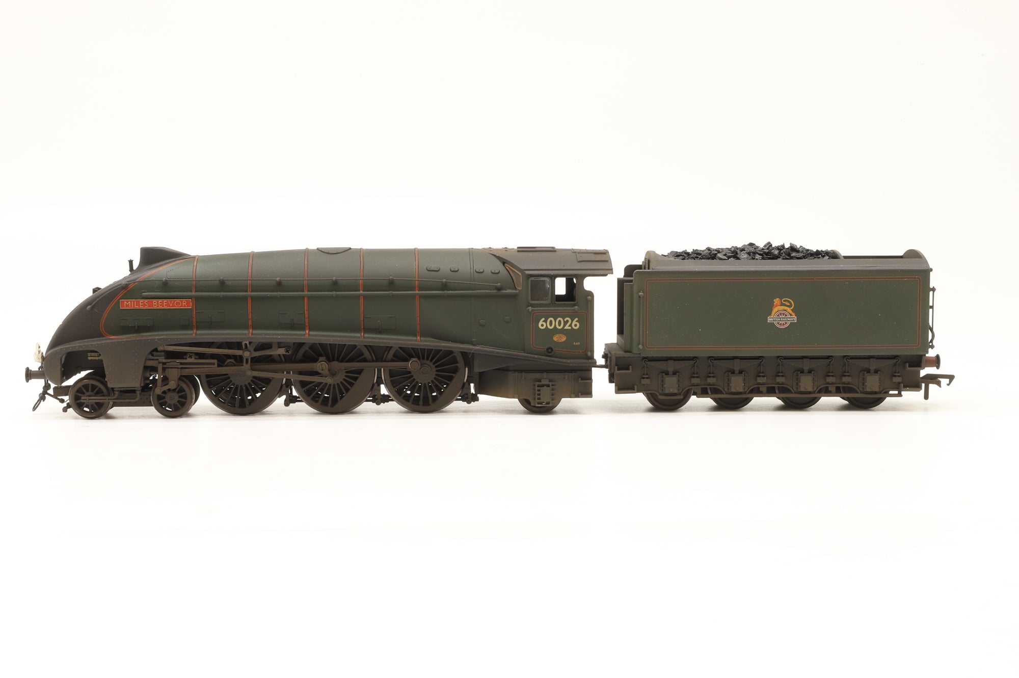 Bachmann OO Class A4 60026 'Miles Beevor' in Lined BR Green w/ Early Crests – Weathered