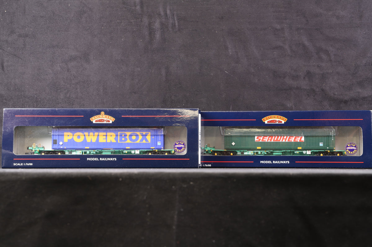 Bachmann OO 37-301 Pair Of Intermodal Bogie Wagon With 45ft Swap Body Containers Powerboat/ Seashell