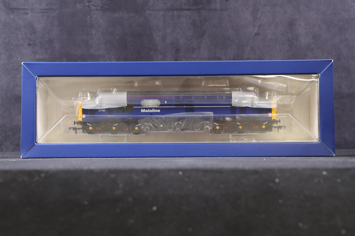 Bachmann OO 32-390X Twin Pack Class 37/7 &#39;37702&#39; &#39;Taff Merthyr Transrail &amp; &#39;37798 Mainline Blue Excl. Rail Exclusive