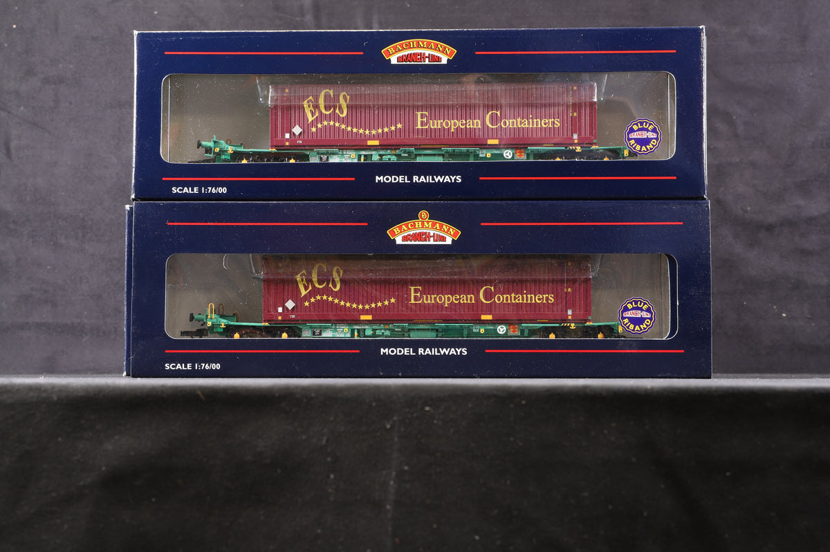 Bachmann OO 37-300 Pair Of Intermodal Bogie Wagon With 45ft Swap Body Containers ECS