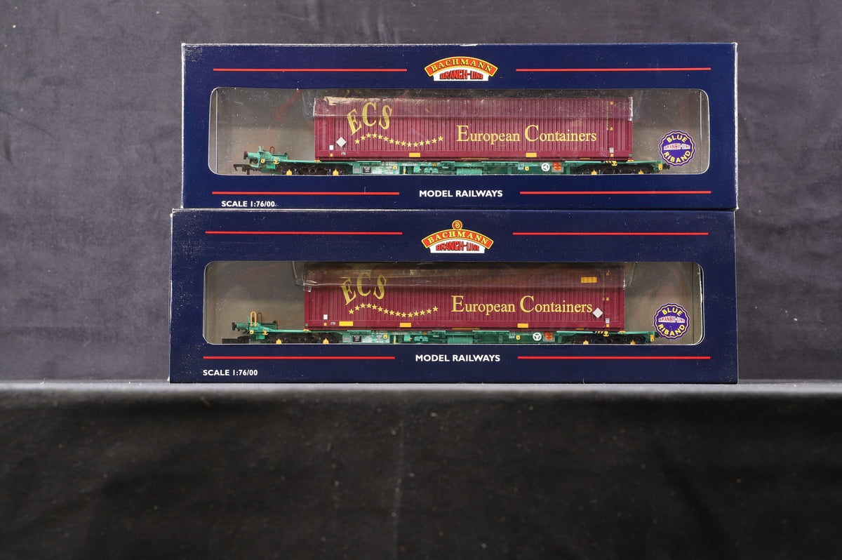 Bachmann OO 37-300 Pack Of 2 Intermodal Bogie Wagon s With 45ft Swap-Body Containers ECS