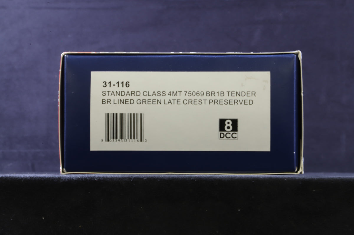 Bachmann OO 31-116 Standard Class 4MT 75069 w/ BR1B tender in Preserved Lined BR Green w/ Late Crests