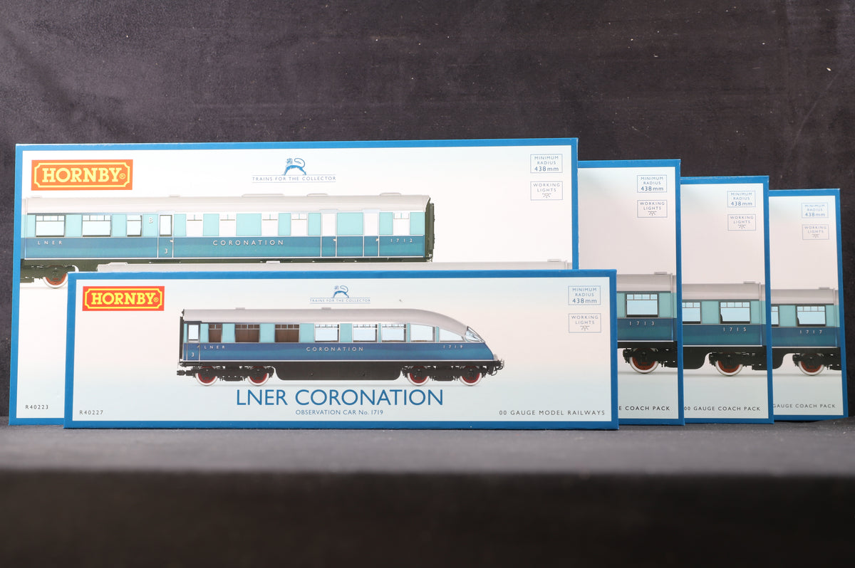 Hornby OO LNER Coronation 9 Coach Set with Observation Car (R40223,R40224,R40225,R40226 and R40227)