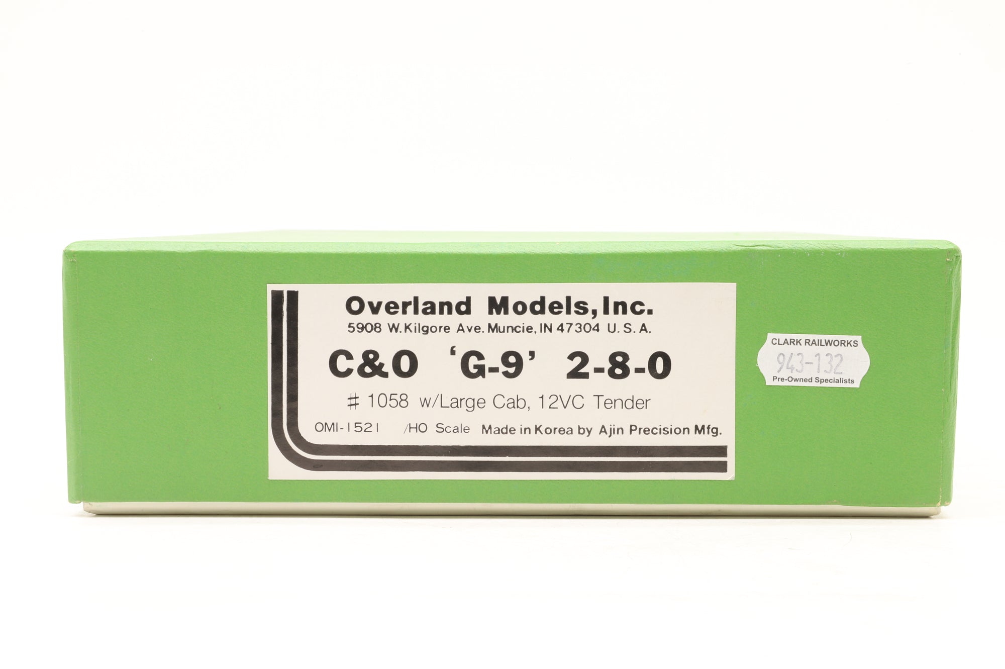 Overland Models Inc. HO Brass OMI-1521 C&O G-9 2-8-0 1058 W/Large Cab Unpainted