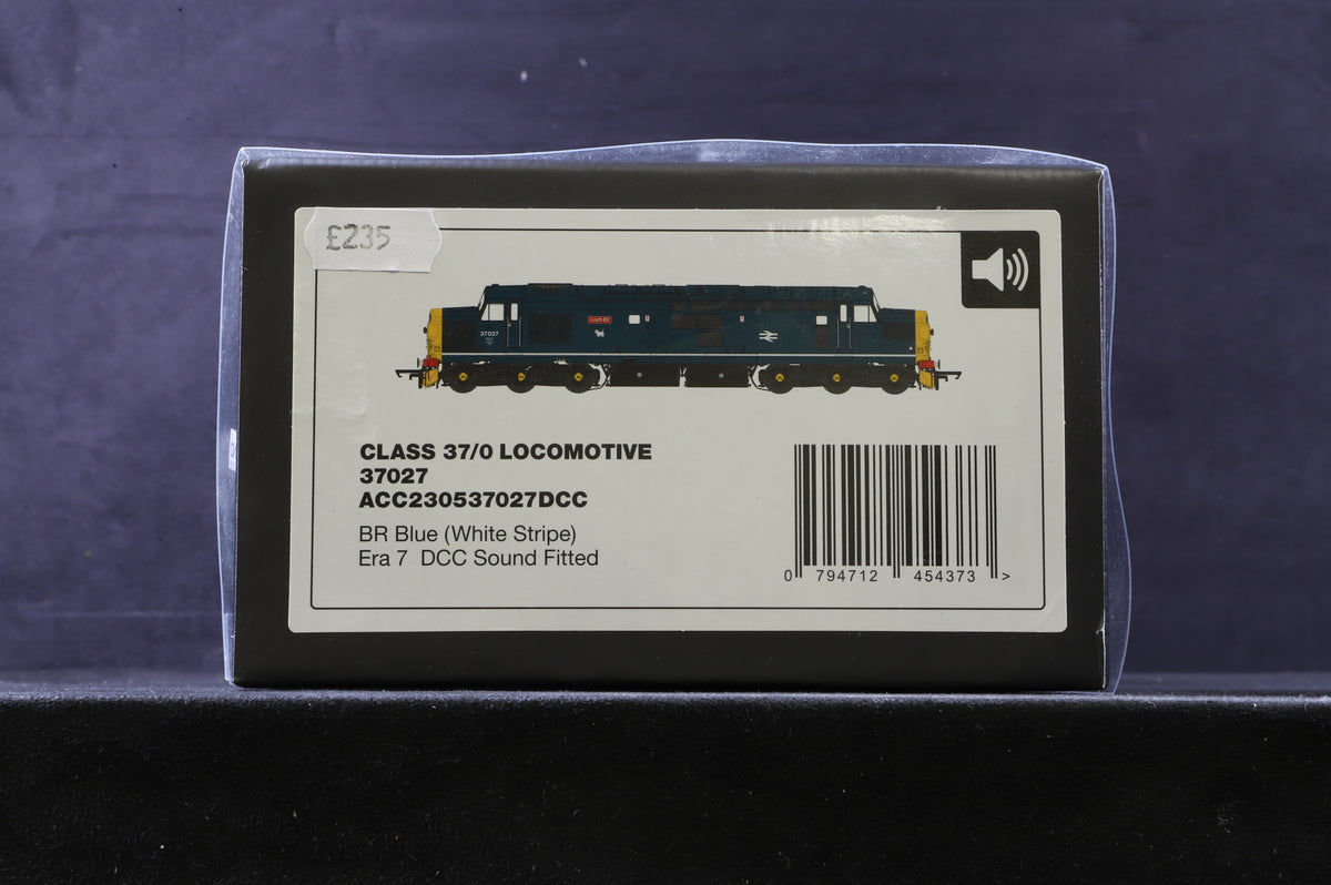 Accurascale OO ACC230537027DCC Class 37 37027 &#39;Loch Eil&#39; in BR Blue w/ White Stripe