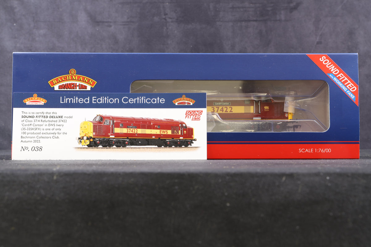 Bachmann OO 35-335KSFX Class 37/4 37422 &quot;Cardiff Canton&quot; in EWS red and gold Deluxe digital sound fitted Limited Edition 38 of 100