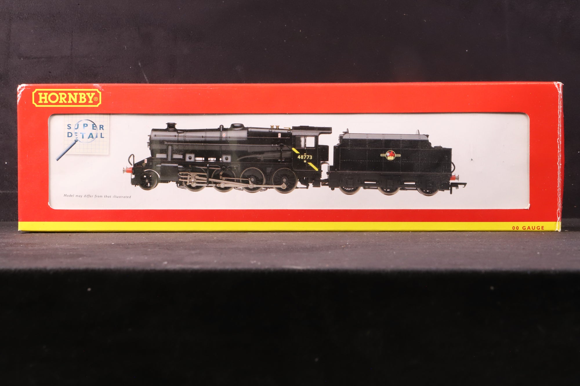 Hornby OO R2393 Class 8F 48773 in BR Black w/ Late Crests & Overhead Electric Yellow Stripe