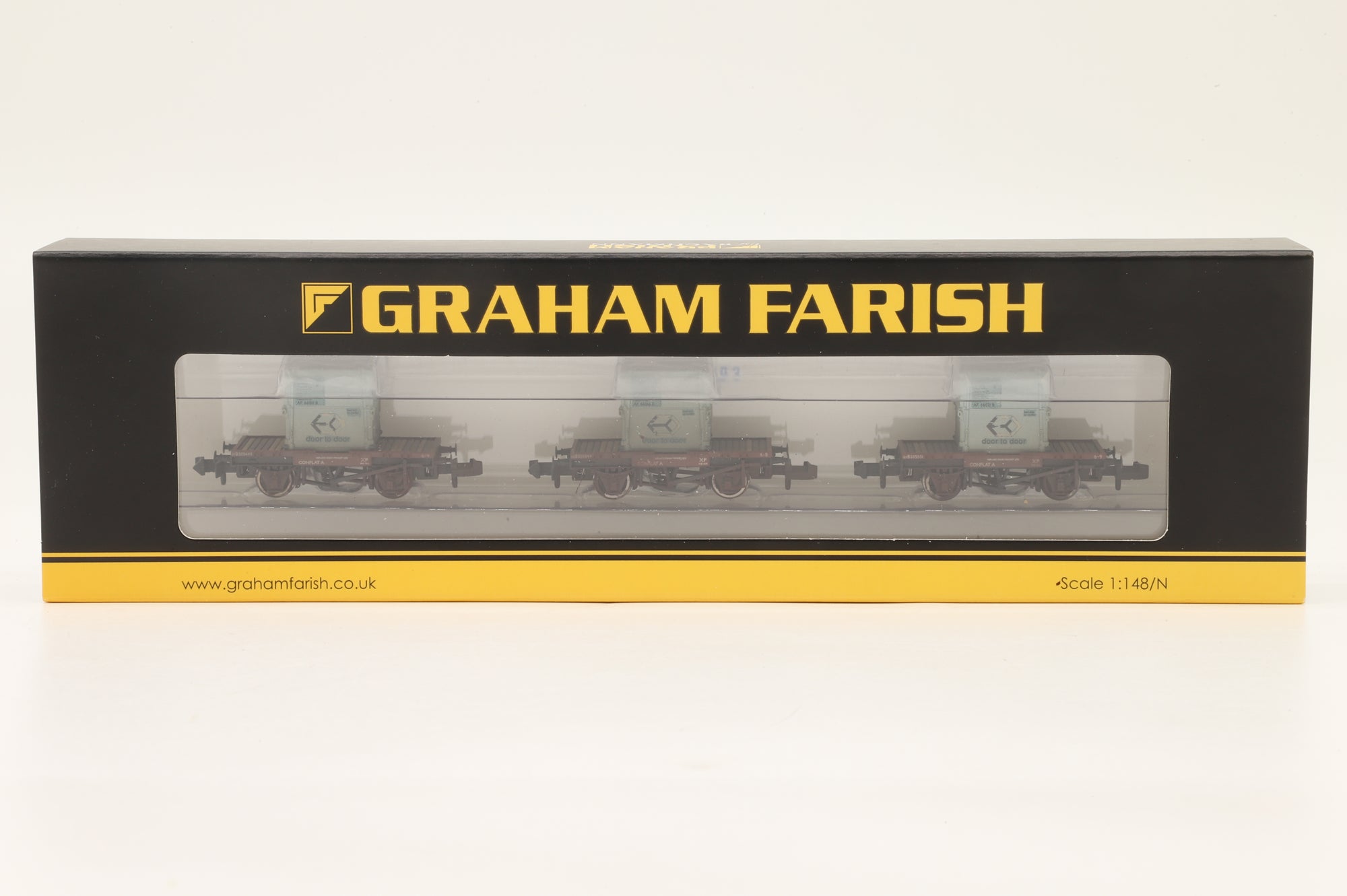 Graham Farish N 377-335 Set Of Conflat Wagons BR Light Blue Weathered