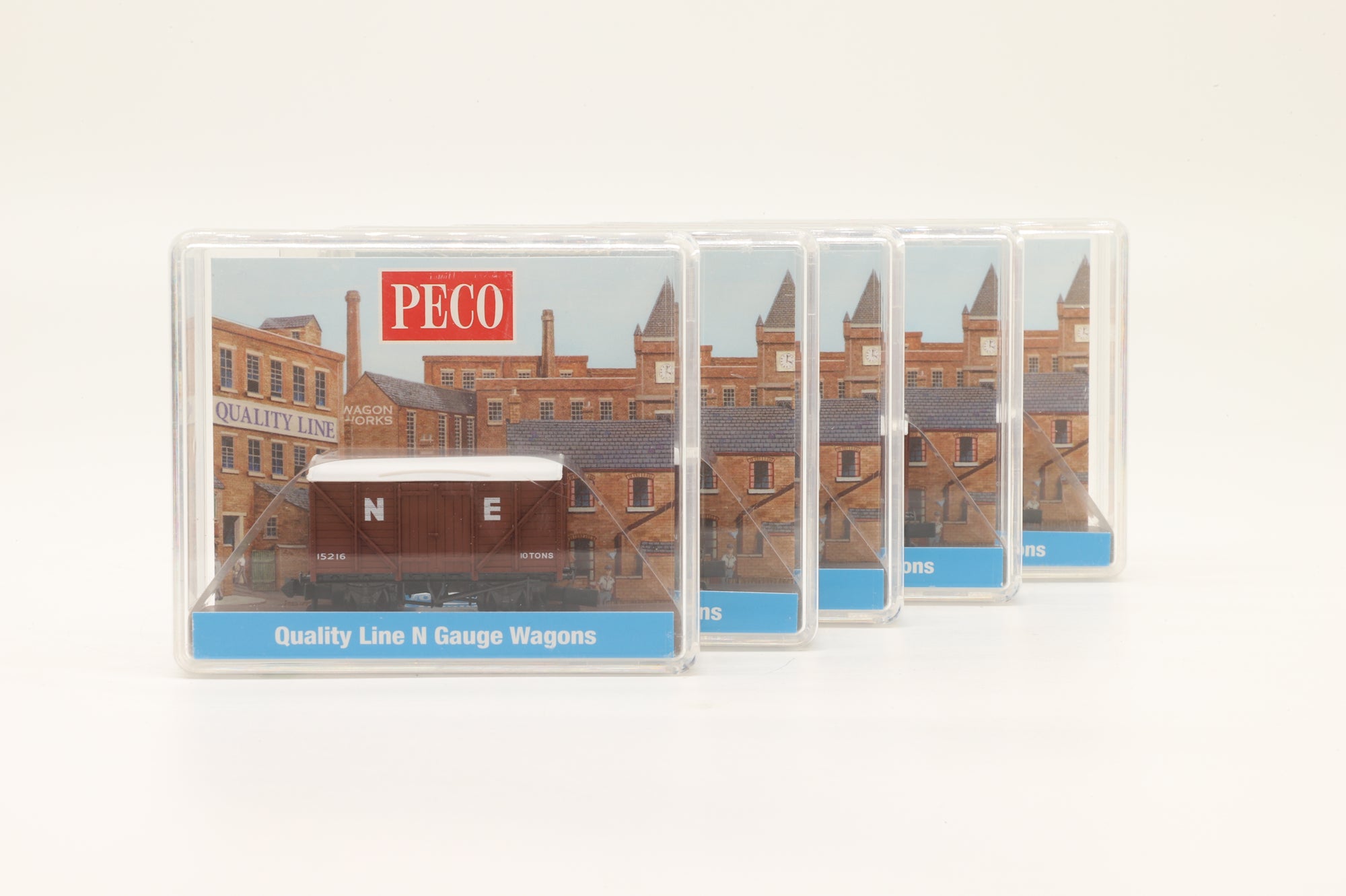 Peco N NR-43E Rake Of 5 10ft Box Vans Standard Type NE Brown