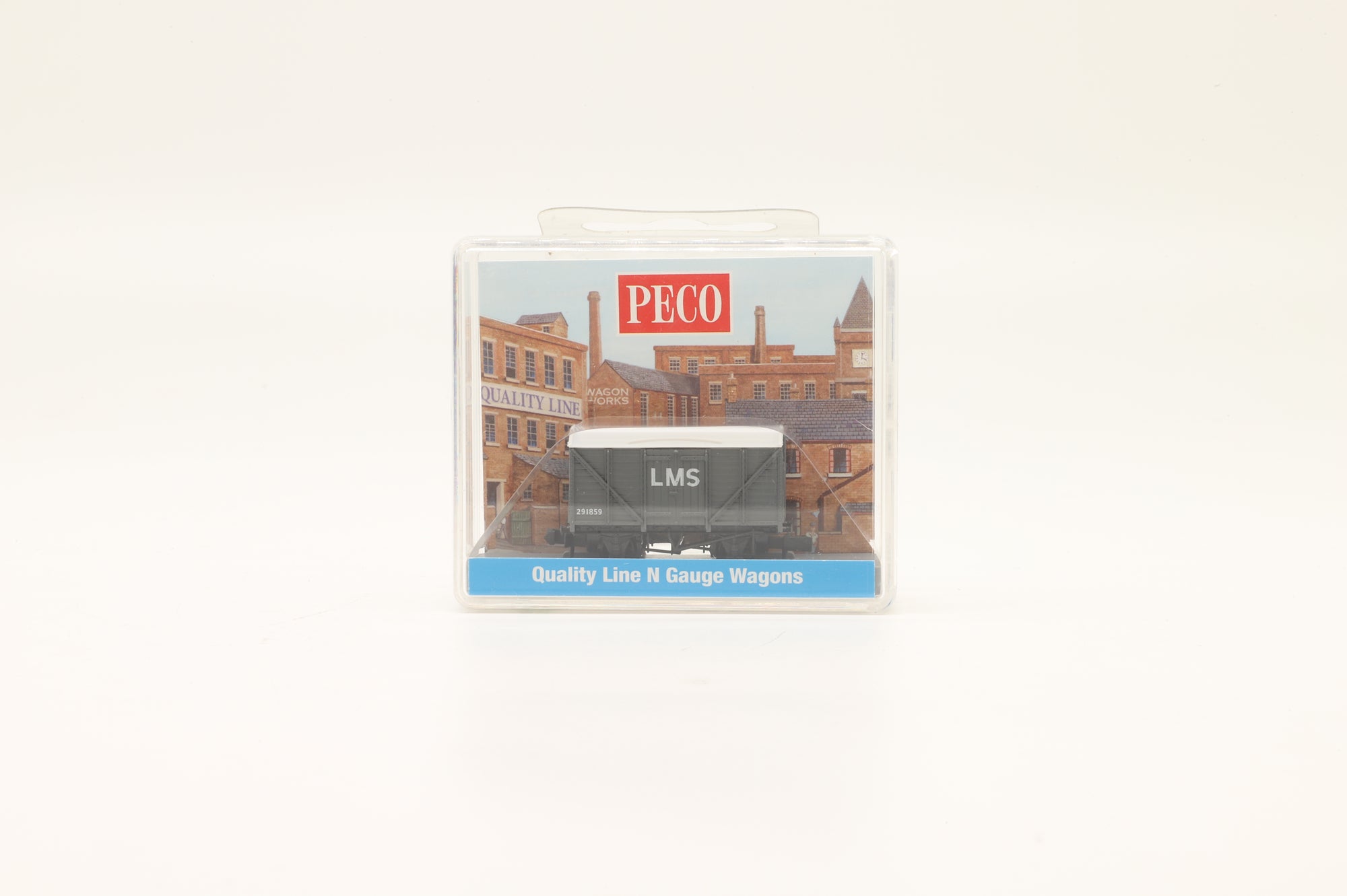 Peco N NR-43M Rake Of 5 10ft Box Vans Standard Type LMS Light Grey
