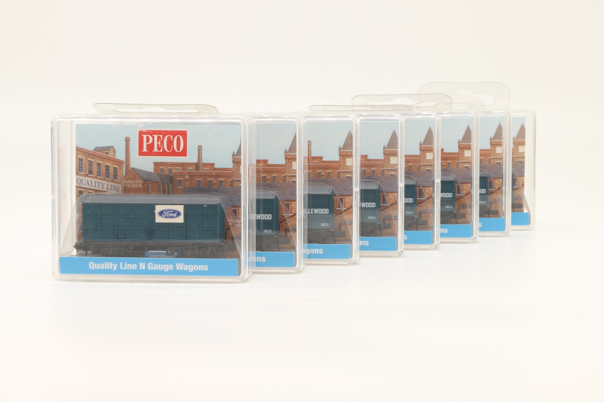 Peco N Rake Of 8 Ford Box Vans Inc. NR-P55, NR-P57Ax4, NR-P57Bx2 & NR-P57C