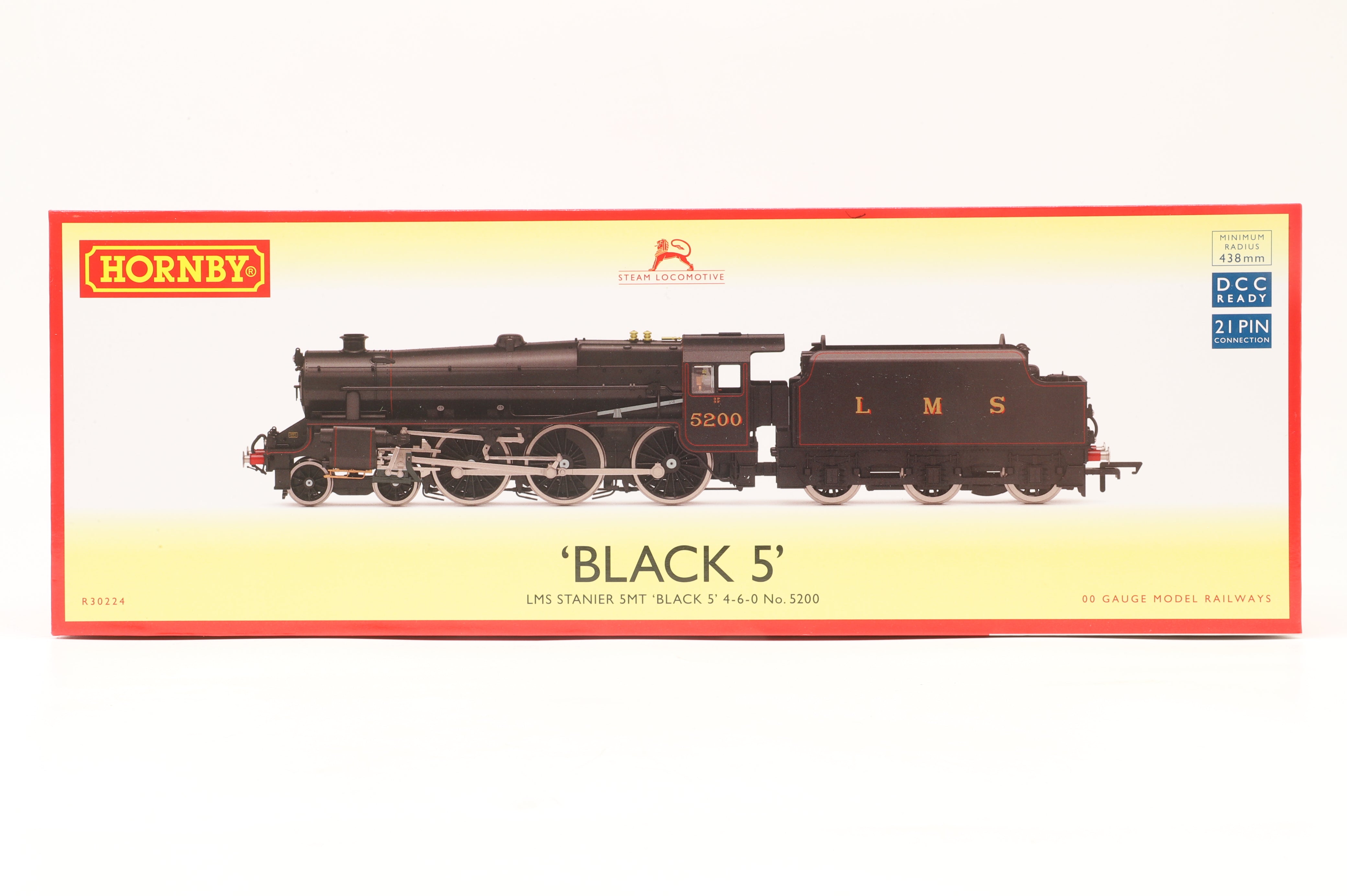 Hornby OO R30224 LMS Stanier 5MT Black 5 '5200', DCC Sound - Clark