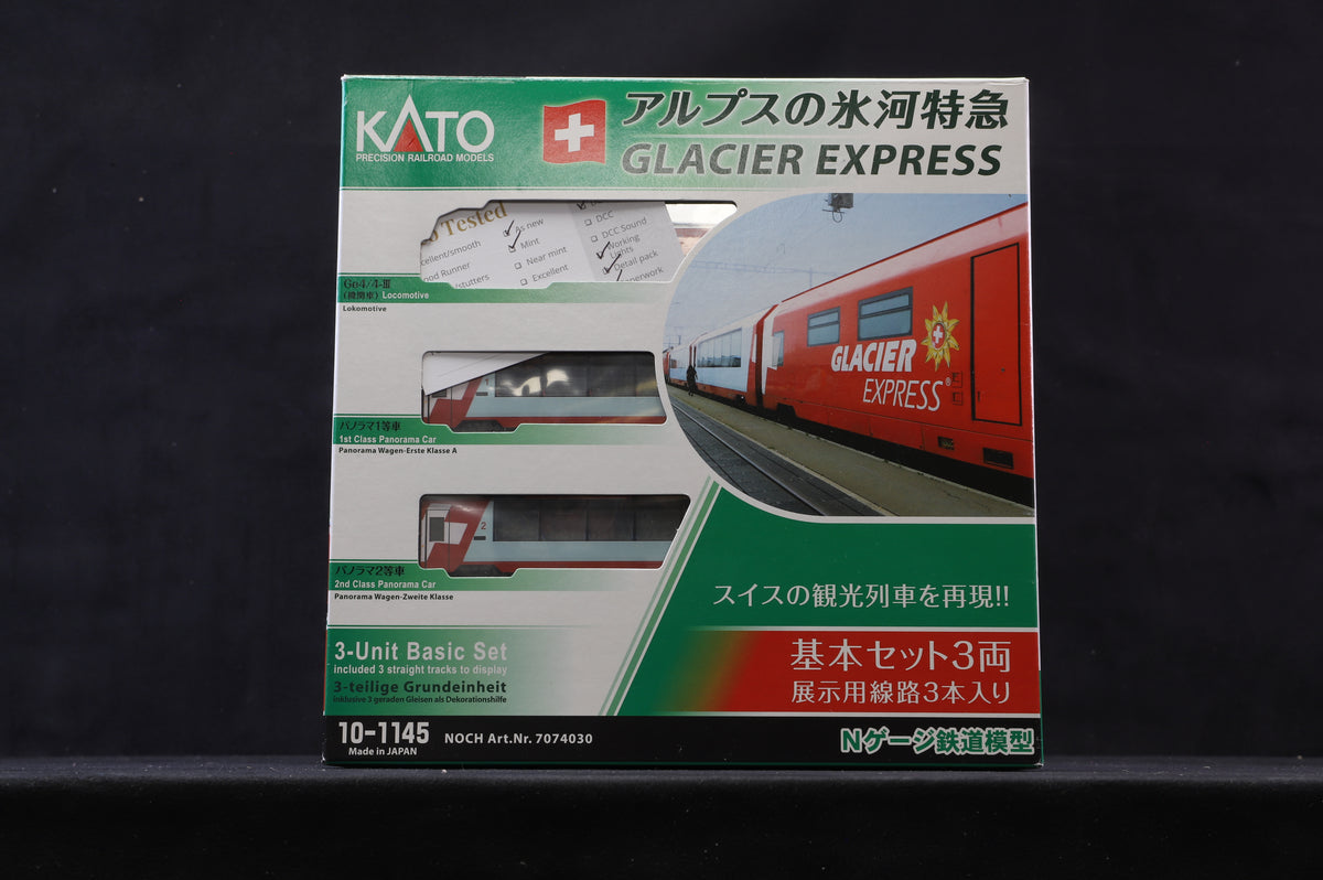 Kato N 10-1145 Alpine Glacier Express 3 Car Basic Set Powered