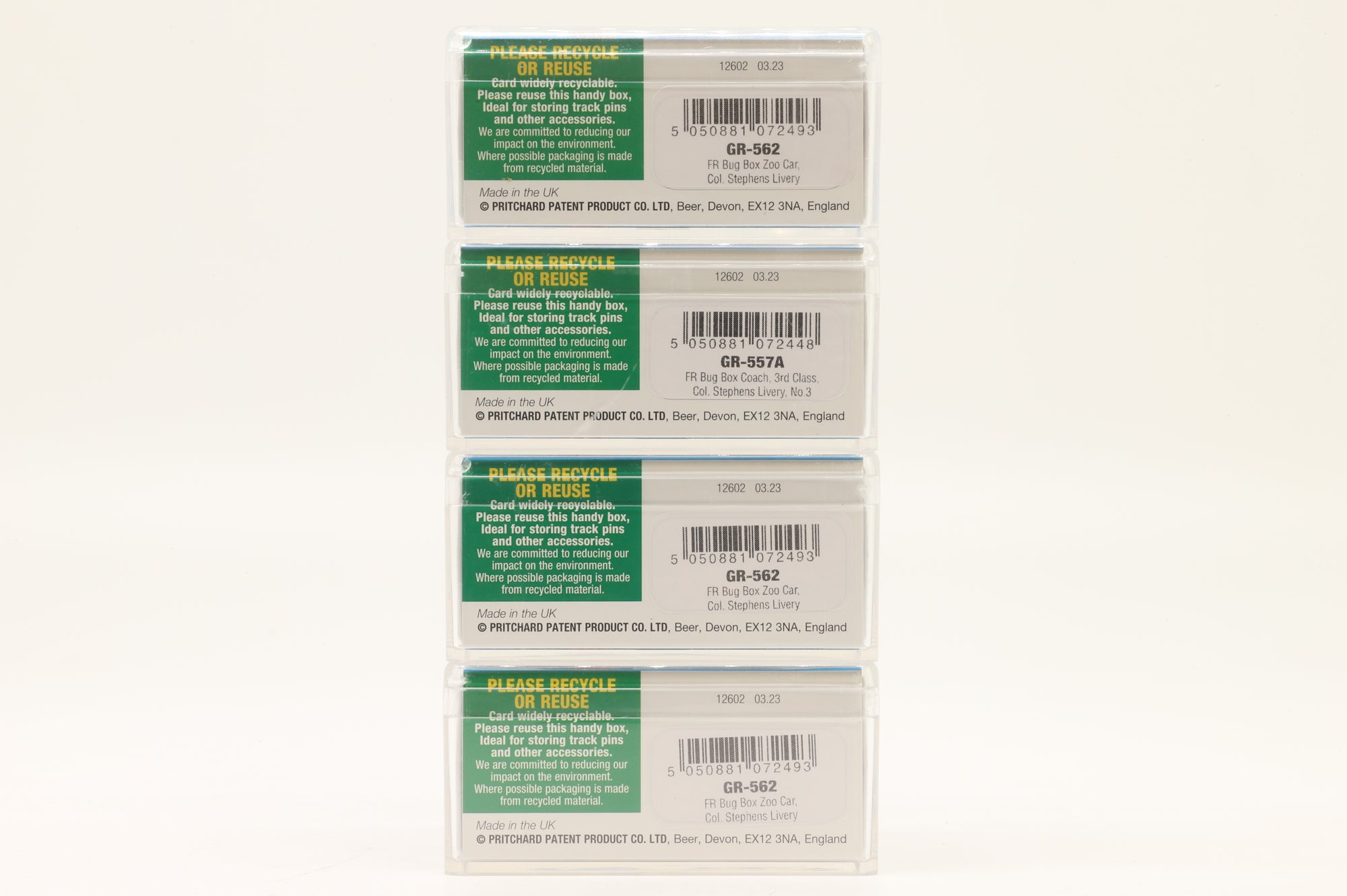Peco OO9 Rake Of 4 Ffestiniog Railways Coaches Inc. GR-562x3 & GR-557A