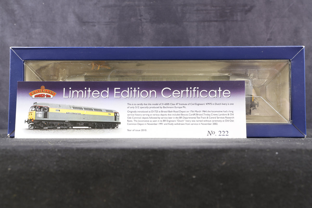 Bachmann OO 31-650S Class 47/9 47975 &#39;The Institute of Civil Engineers&#39; Limited Edition 222 of 512