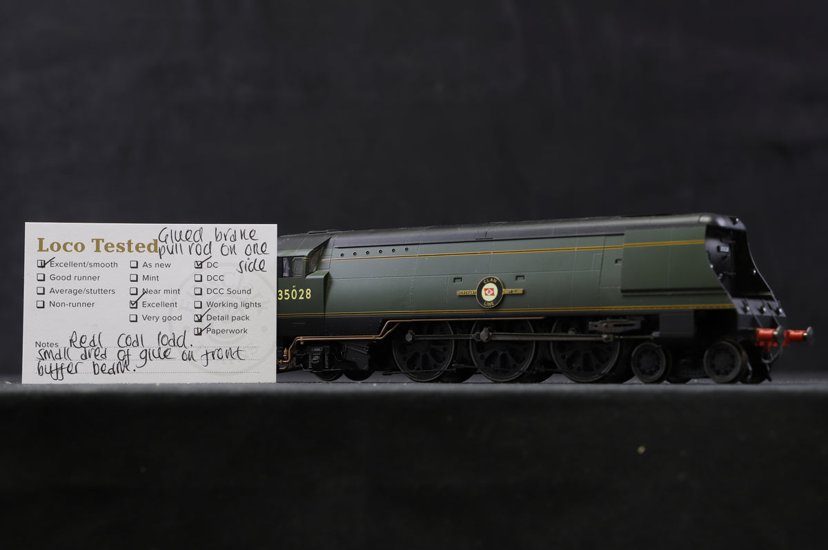 Hornby OO R3436 BR (Early) 4-6-2 (Original) Merchant Navy Class &#39;Clan Line&#39; &#39;35028&#39; BR Lined Green E/C