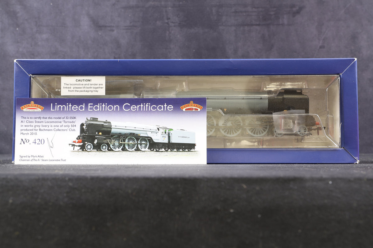 Bachmann 32-550K Class A1 4-6-2 60163 &quot;Tornado&quot; in Works photographic grey - Limited Edition 420 of 504