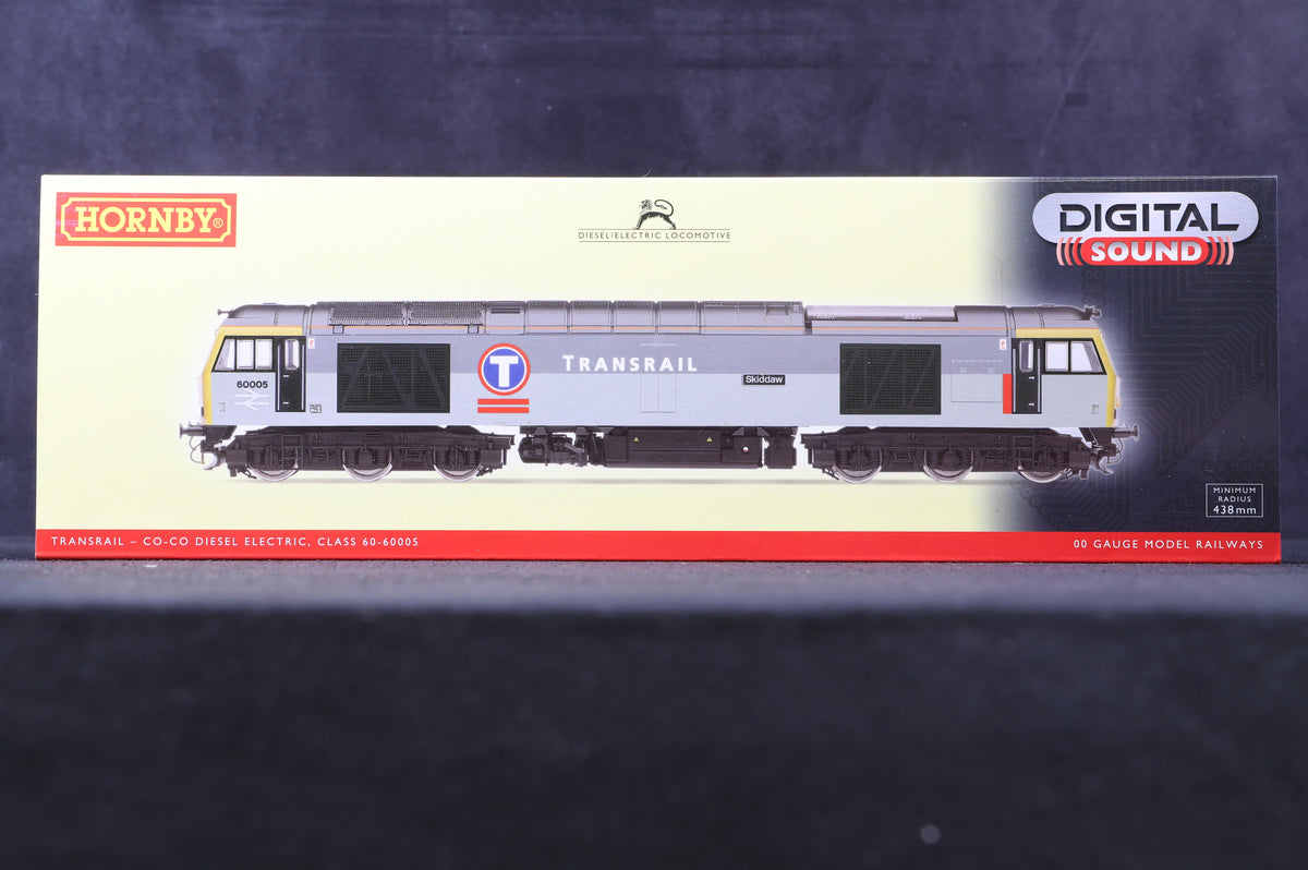 Hornby OO R3267XS Class 60 &#39;60005&#39; &#39;Skiddaw&#39; Transrail Diesel, DCC Sound