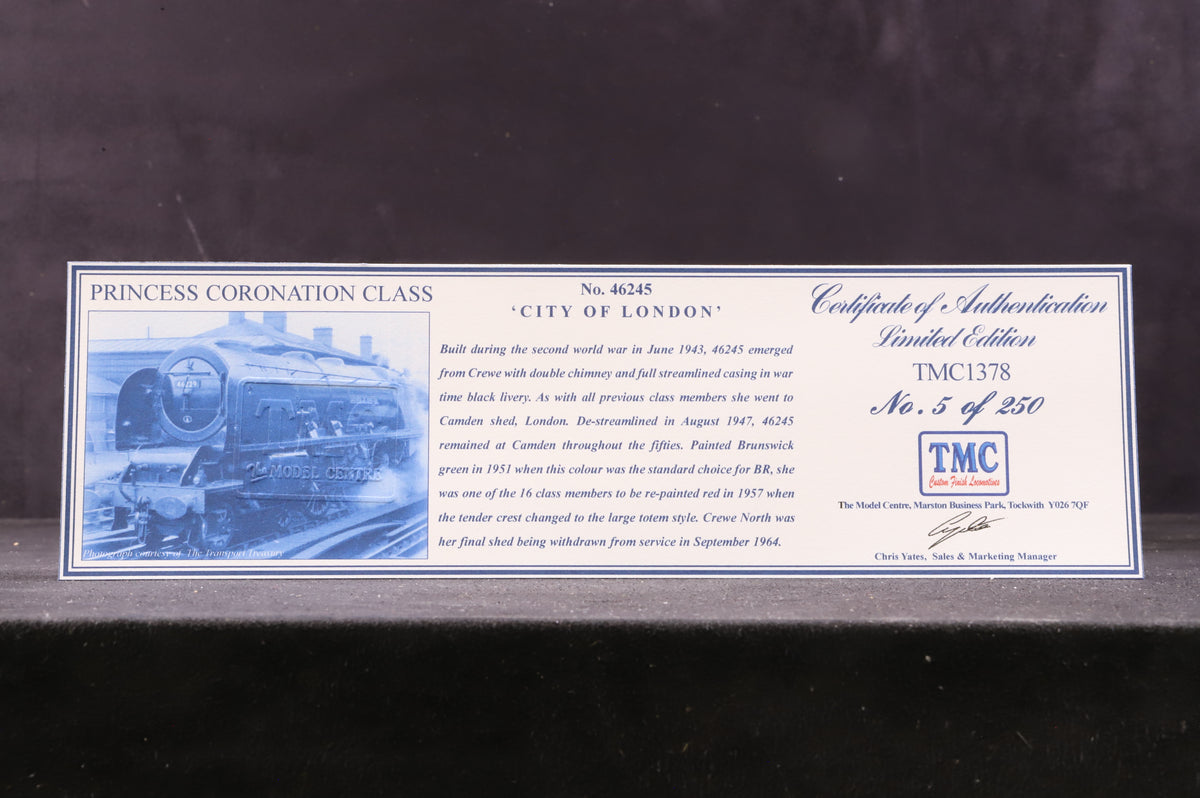 Hornby OO R2552 Duchess Class &#39;46245&#39; &#39; City Of London&#39; BR Lined Maroon L/C TMC Renamed/ Renumbered Ltd Ed 5/ 250