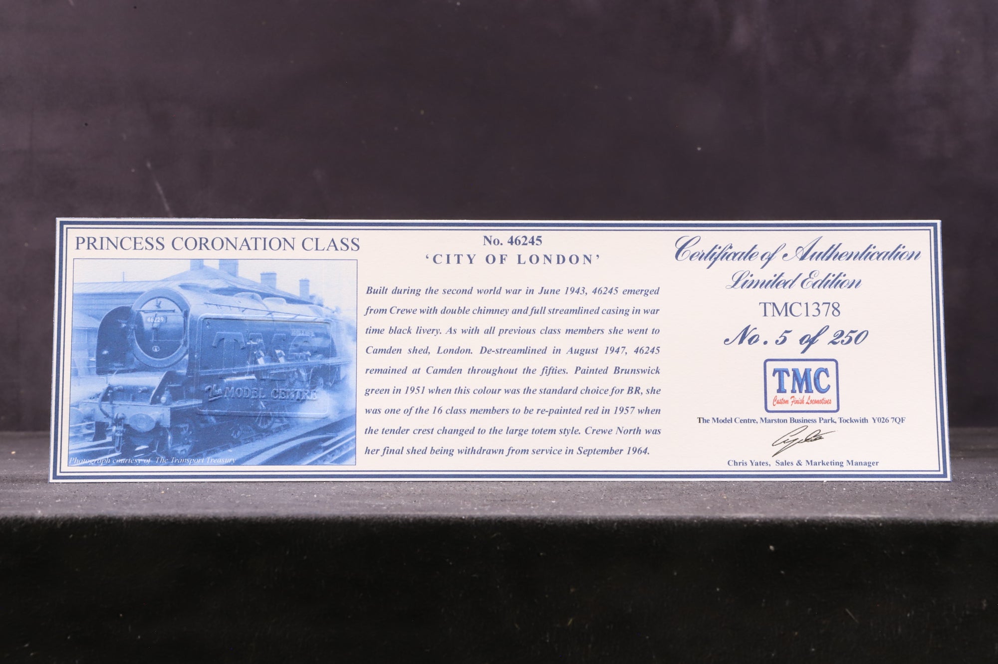 Hornby OO R2552 Duchess Class '46245' ' City Of London' BR Lined Maroon L/C TMC Renamed/ Renumbered Ltd Ed 5/ 250