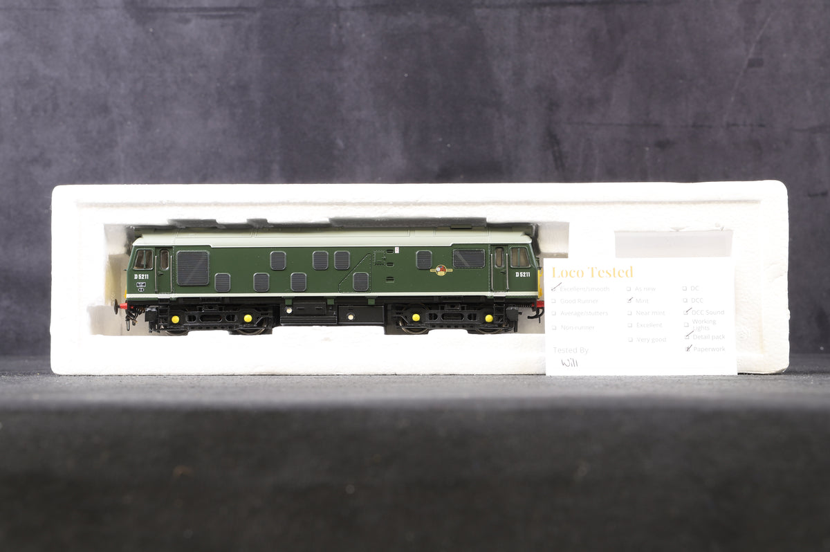 Bachmann OO 32-325 Class 25/1 &#39;D5211&#39; Bo-Bo Diesel BR Green L/C, DCC Sound