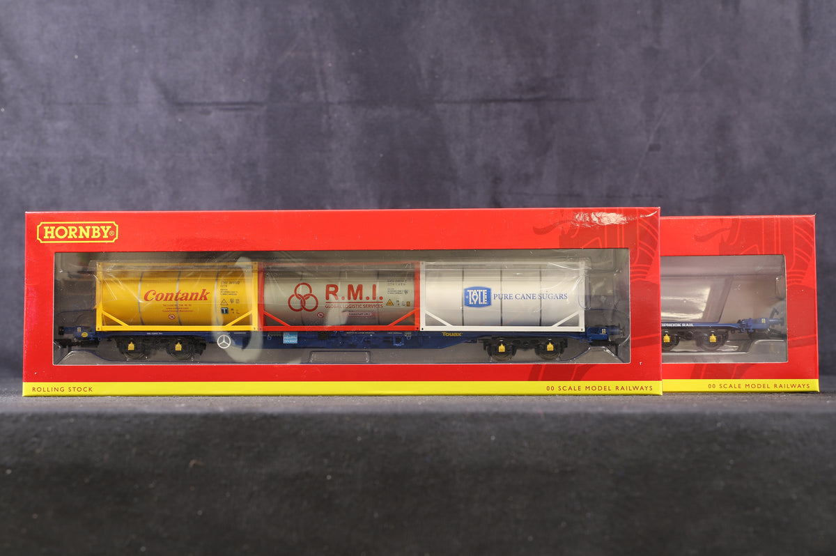 Hornby OO R6926 &amp; R6957 Rake Of 2 KFA Wagons with 3 Containers &#39;93315 &amp; 93437&#39;