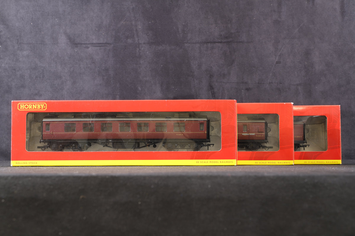 Hornby OO Rake Of 3 BR (Ex-LMS) Maroon Coaches Inc. R4235, R4236 &amp; R3237